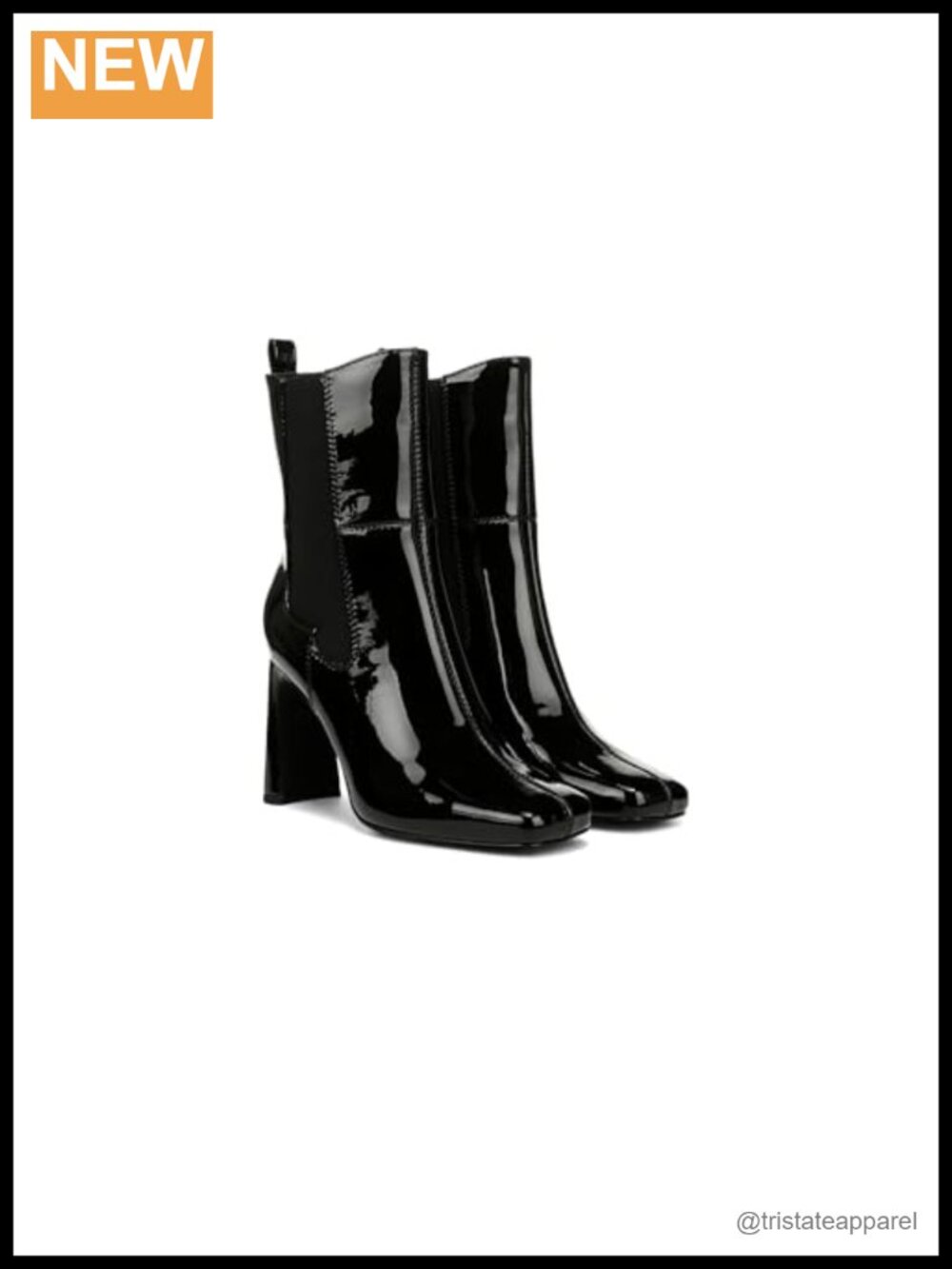 Retro Colorblock Ankle Bootie with Block Heel, Slip-On Style